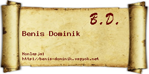 Benis Dominik névjegykártya